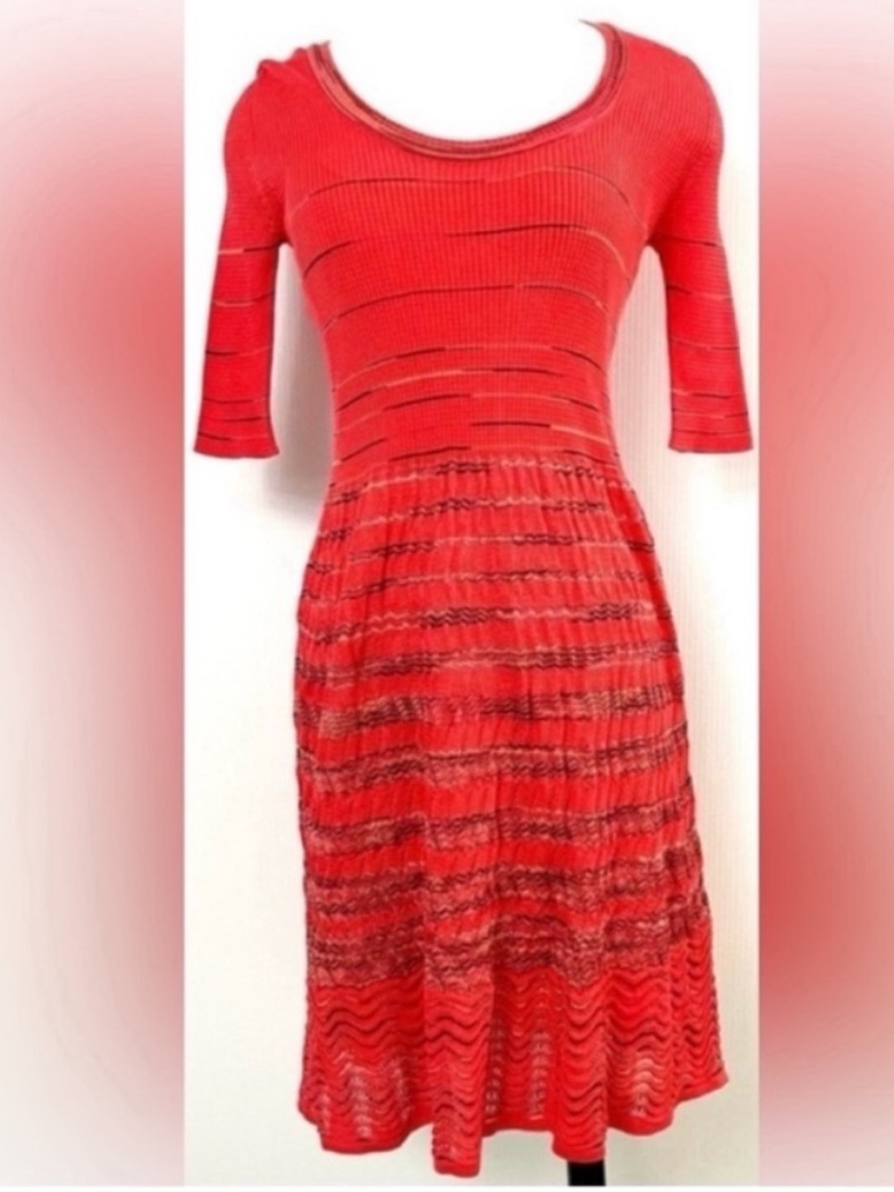 Missoni Orange/Red Knit Scoop-Neck Midi Dress Size 42